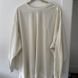 Adidas Off-White Ribbed Long Sleeve Top. NWT